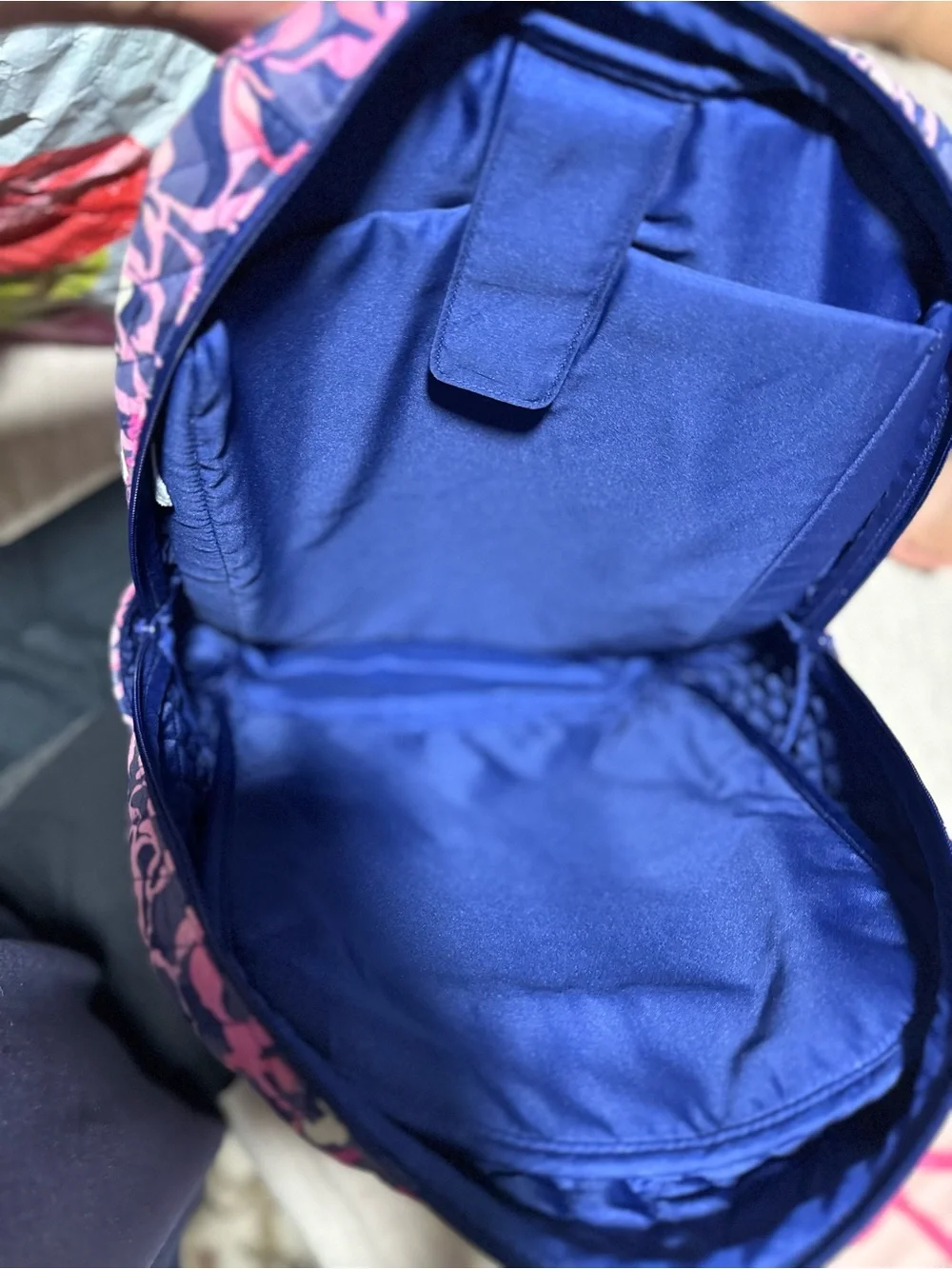 Vera Bradley Navy Pink Floral Quilted Backpack